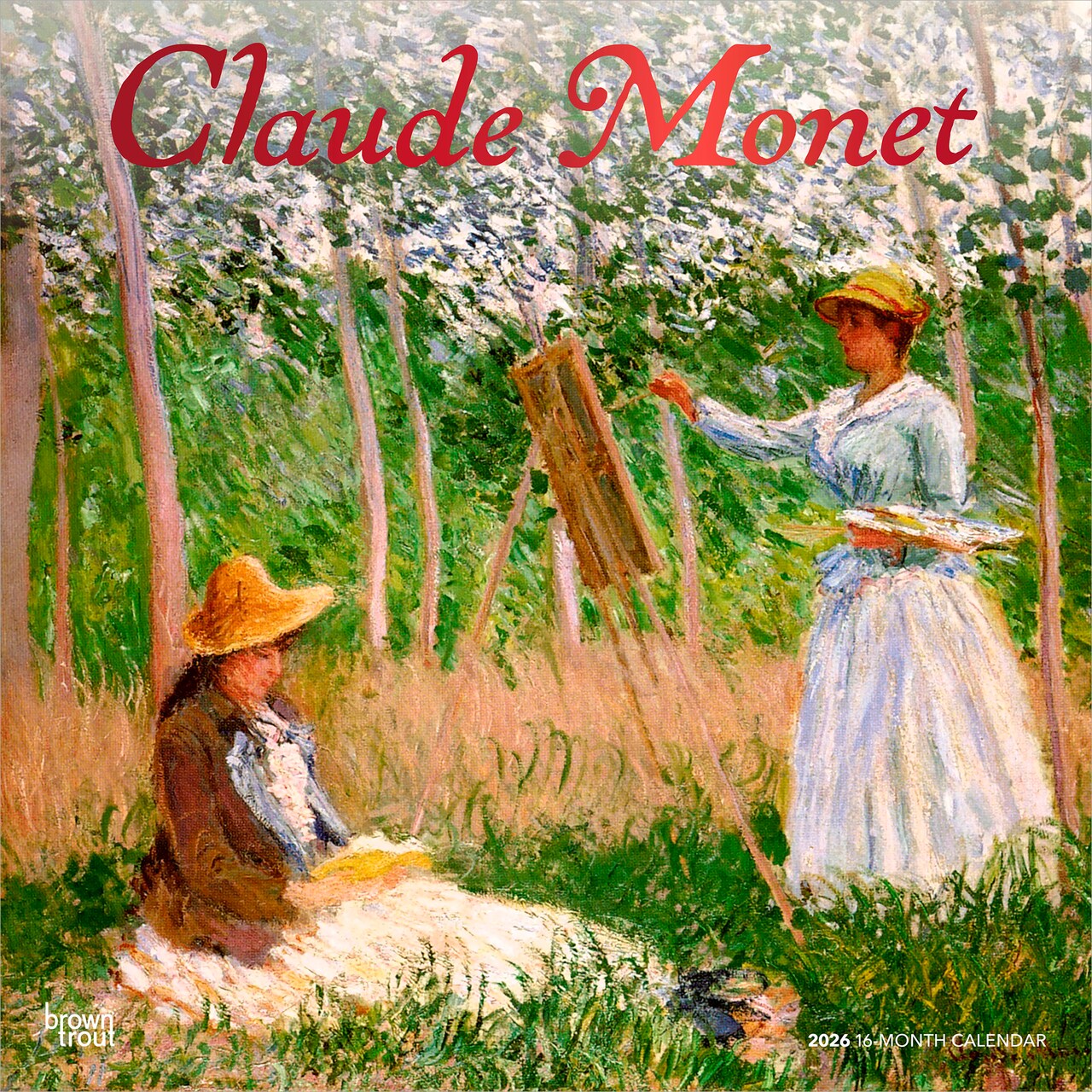 Claude Monet | 2026 12 x 24 Inch (Hanging) Monthly Square Wall Calendar | Foil Stamped Cover | Plastic-Free